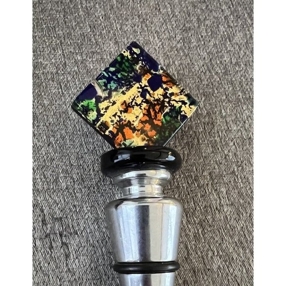 CANT FINISH THAT BOTTLE? Murano Style Glass Multicolor Diamond Bottle Stopper - Picture 1 of 2